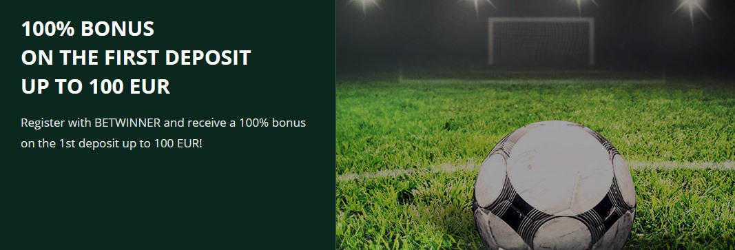 100% bonus on first deposit up to 100 EUR