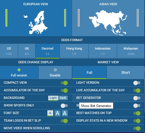 example of possible configurations